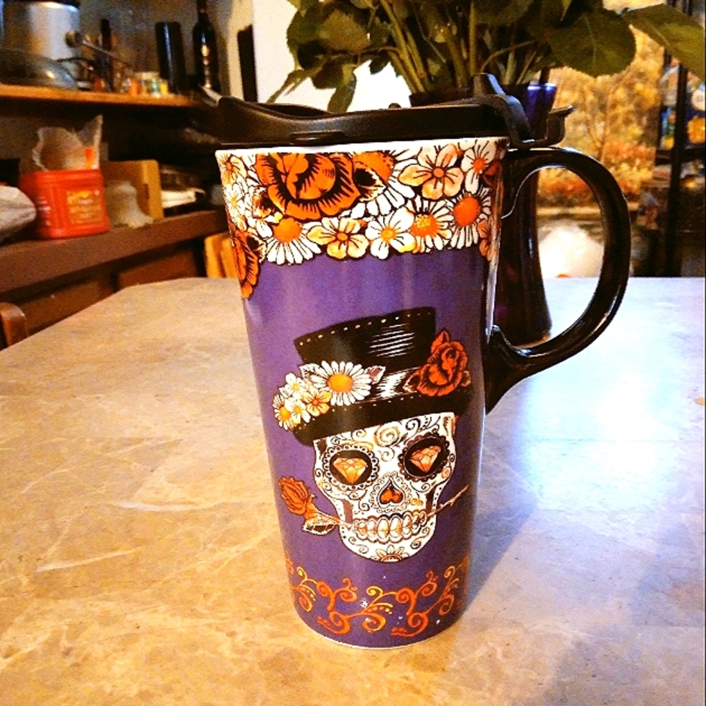 Sold.....Cypress Day of the Dead Travel Mug